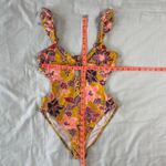 No Boundaries Women's Medium Swimsuit  Orange Floral Onepiece Photo 2