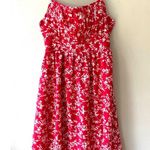 Grace Karin  Sz S Oversized Midi Red Floral Tank Dress Stretch Pleated Lined Photo 1
