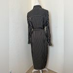Banana Republic  Black and Gold striped Buttoned Shirt‎ Dress medium. NWT Photo 3