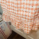 Greylin  Dorothy Eyelet Daisy Tie Front Gingham Dress Tiered Peach White S NWT Photo 9