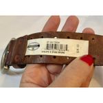 Fossil Vintage  Genuine Leather Tooled Eyelets and Studs Belt Brown Photo 2