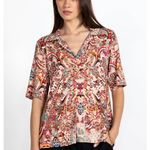 Johnny Was Pink Floral Jungle Paisley Polo Swing Tee Size Medium Photo 0