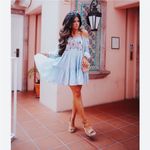 Free People  Sunbeams Embroidered Off The Shoulder Mini Dress Light‎ Blue S Photo 4