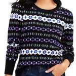 Loft Black Long Sleeve Fair Isle Print Crew Neck Pullover Sweater Size XXL Cozy Photo 0