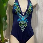 Laundry by Shelli Segal Paisley Embroidered Open Back One Piece Swimsuit S Small Photo 1
