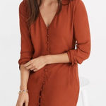 Madewell  Heather Long-Sleeve Button-Front Dress Shirt‎ Dress Rusty Torch Sz XS Photo 0