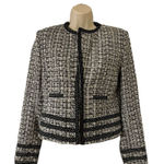 Carole Little Blazer Women’s Medium Silk Blend Tweed Jacket Coat Career Black Photo 0