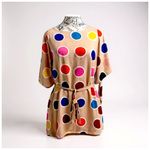 Joy Joy  Women's Polka Dot Twist-Front Pleated Dress. Multi-Color. Medium Photo 1