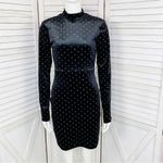 H&M ‎ Velvet Studded Mock Neck Sheath Dress Black Small Long Sleeve Photo 1