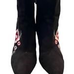EXPRESS  Floral Botanical Embroidered Heeled black faux suede Booties, size 8 Photo 4
