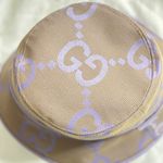 Gucci NWT Authentic Lavender Denim Monograms GG Leather Brim Jumbo Hat In Size M Photo 2