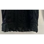 Oserjep Women’s Black Pleated Long Sleeve High Neck Lace Blouse Size S Photo 4