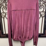 Free People  Intimately long sleeve mauve plunge neck turnt body suit Photo 3
