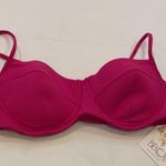 Becca by Rebecca Virtue Hot pink ribber underwire bikini top Medium NWT Photo 3