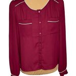 Forever 21  Women's Maroon Button Down Long Sleeve Shirt Size Small Photo 0