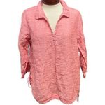 Sigrid Olsen  Linen Top Size Large Pink V-Neck Classic Blouse Photo 0