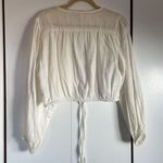 Cream Puff sleeve embroidered long sleeve shirt Tan Size L Photo 1