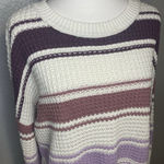 Aeropostale Oversized Sweater Coquette S Pullover Cream Purple Waffle Knit Comfy Photo 0