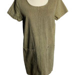 Vintage 90s Studio 25 Denim Mini Shift Dress M Brown Blue Short Sleeve Pockets Size M Photo 0