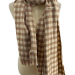 Hat Attack Blanket Scarf Oversized Beige Tan Checkered Fringed Scarf New Photo 0