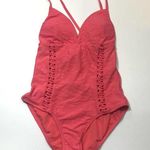 Jessica Simpson  V Neck One Piece Swimsuit Pink Photo 0