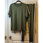 Shein 2 piece XXL Olive Green Tracksuit Set White Stripe Loungewear Women's # Photo 3