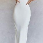 House Of CB  Eleanora Ivory Plunge Maxi Dress L+ NWT Photo 0