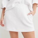 Aerie  wonder mini skirt white pull on ribbed knit pockets stretch womens size XL Photo 0