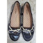 L.L.Bean Women's Boat Deck Shoes Blue Kiltie Tie Slip On Loafers Sz 8 Photo 1