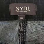 NYDJ Jeans Bootcut Flared Blue Dark Wash Flextuck Technology Raw Hem Fringe 10 Photo 4