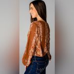 Buddy Love Katrina surplice vneck long sleeve gold foil snack print body suit Photo 2