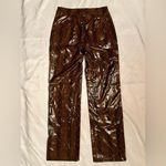Pretty Little Thing Brown Faux Leather Snakeskin Straight Leg Pants 4 Photo 5