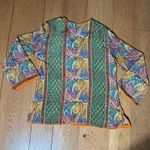 Tolani Silk V Neck Tunic SZ M Paisley Boho Bohemian Hippie Fall Scarf Print Size M Photo 1