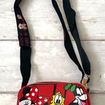 Disney  Mickey Mouse Crossbody Bag Purse Red Zipper Close Adj Strap 6x4in NEW Photo 0