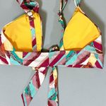Luna Chick Soluna Swim Burgundy Yellow Teal Chevron Pattern Print Bikini Swim Top Bathing Suit Swimwear Size S 💛 Photo 1