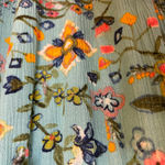 Canyon Retreat Turquoise Floral Midi Dress Boho Split Neck Flutter Sleeve XXS Blue Photo 2