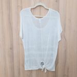 Daytrip Y2K  Womens Beaded Top Size L White Black Short Sleeve Boho Grunge Casual Photo 3