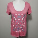Lucky Brand  Dusty Rose Floral Mosaic Short Sleeve Scoopneck Tee Shirt Size Small Photo 1