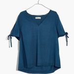Madewell  Indigo 100% Cotton Tie-Sleeve Short Sleeve Top Women’s Size Medium Photo 3
