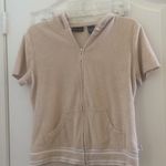 FINAL MARKDOWN Ladies zip front short sleeved terry hoodie small Tan Photo 0