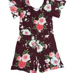 LuLaRoe New S Floral Burgundy/Pink Comfortable Romper Women V-Neck Short Sleeves Photo 8