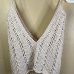 ZARA  Boho‎ Women's Ivory V-Neck Crochet Knit Sweater Tank Top Ties Size Small Photo 0