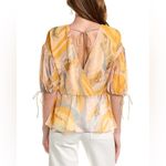 Ted Baker  Darcila Exaggerated Puff Sleeve Top in a painted leaf print size 2 Photo 1