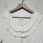 Neon Buddha Beige Raw Seam Long Sleeve‎ Jersey Ruffle Top Tee Shirt Womens Small Tan Photo 2