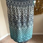Iz Byer  Teal and White Geometric Blouse Photo 3