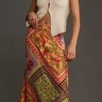 Farm Rio Mixed Scarves Satin Slip Midi Skirt, Size XS Photo 3