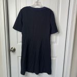 Tory Burch  black wool leather trim A line dress large minimalist quiet‎ luxury Photo 2