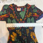 Farm Rio small Anthropologie Georgette plunge v neck maxi dress D2 2649 Black Photo 2