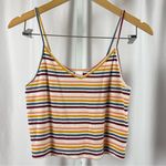 Colsie Large Striped 90's V Neck Crop Top Tank Top Summer Retro Yellow Photo 0