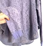 Free People  Not Cold In The Lace Lavender Purple Sweater Knit Tee Blouse Small S Photo 7